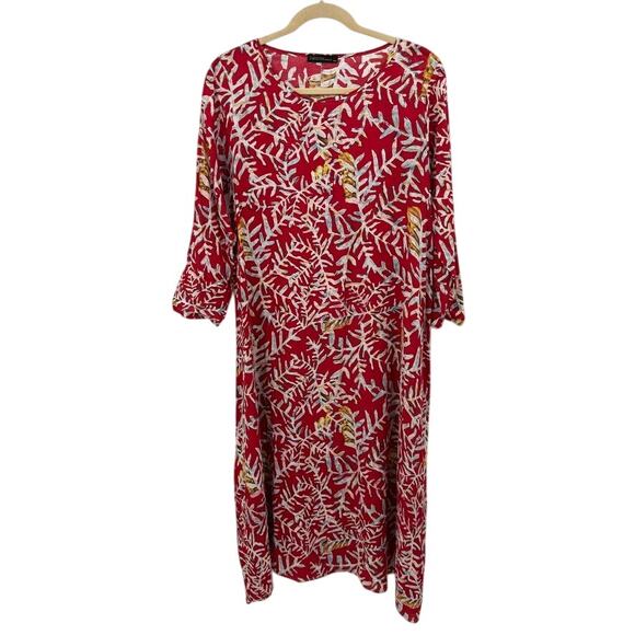 Womens Red Floral Midi Dress Size 4X Bohemian Boho Chic Folk Hippy Flowy Summer - Picture 1 of 9